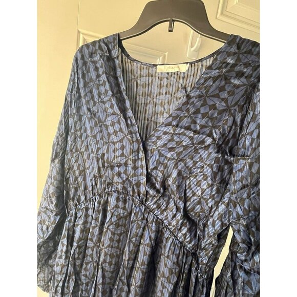 Rabens Saloner V Neck Long Sleeve Shoulder Cutout Maxi Dress EMMY In Navy/black - Picture 8 of 9